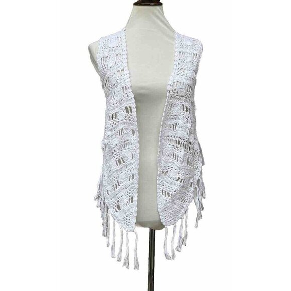 O'Neill Women's Winona White Crochet Fringe Vest Size M - Picture 4 of 12